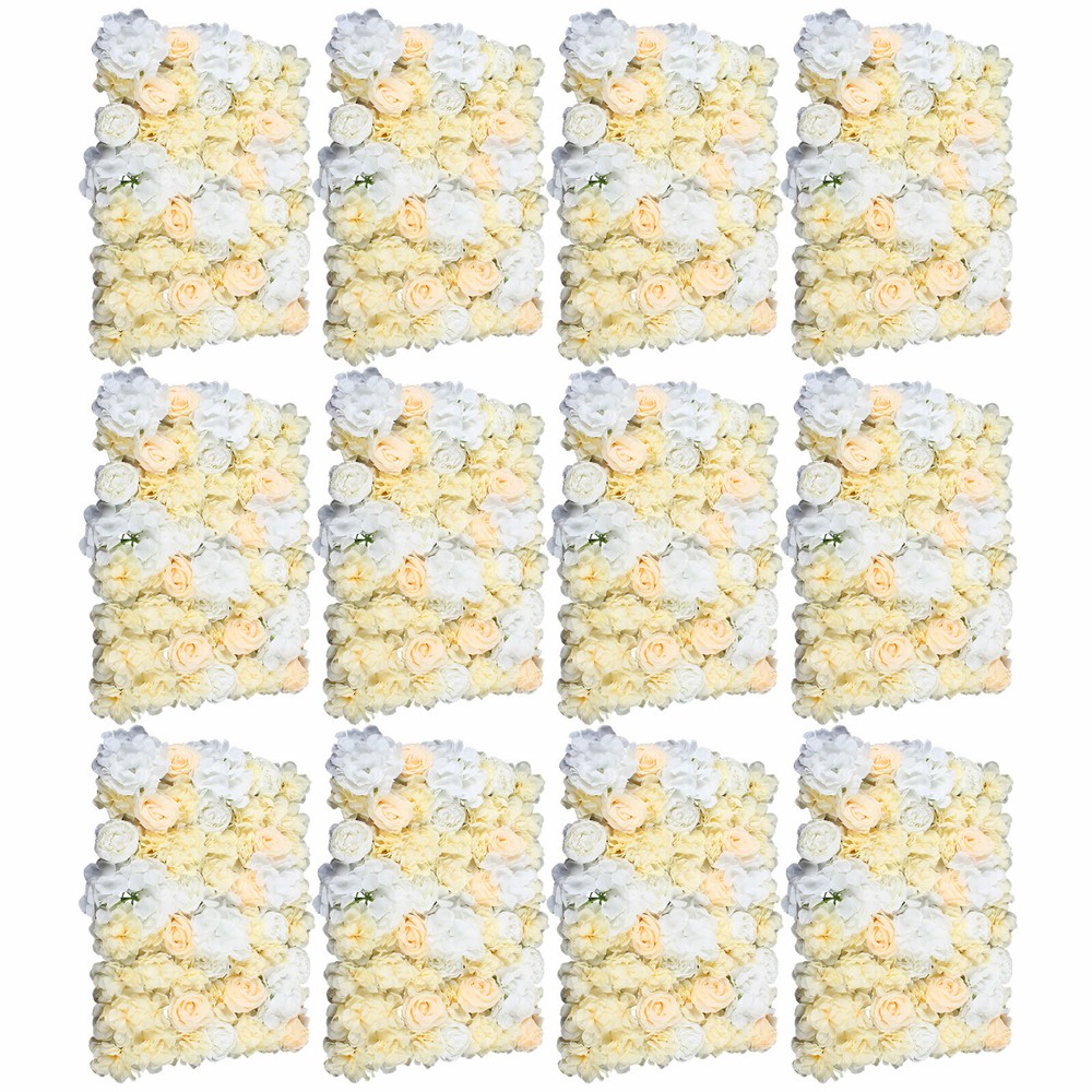 12pcs Silk Flower Wall Panel Artificial Hydrangea Flower Backdrop Wedding Decor
