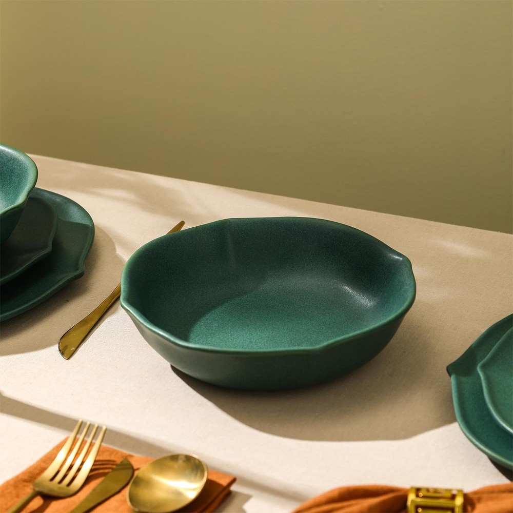Baskerville 12-Piece Dinnerware Set Stoneware, Green