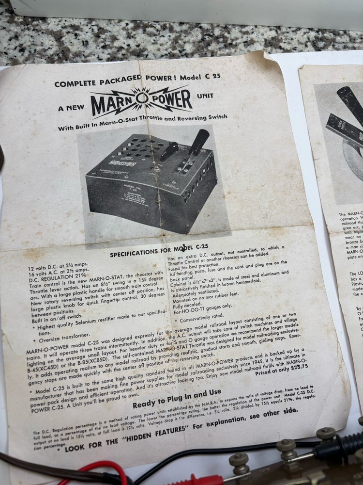 Vintage Train Marn O Power Control Model: C-25 TESTED WORKING !