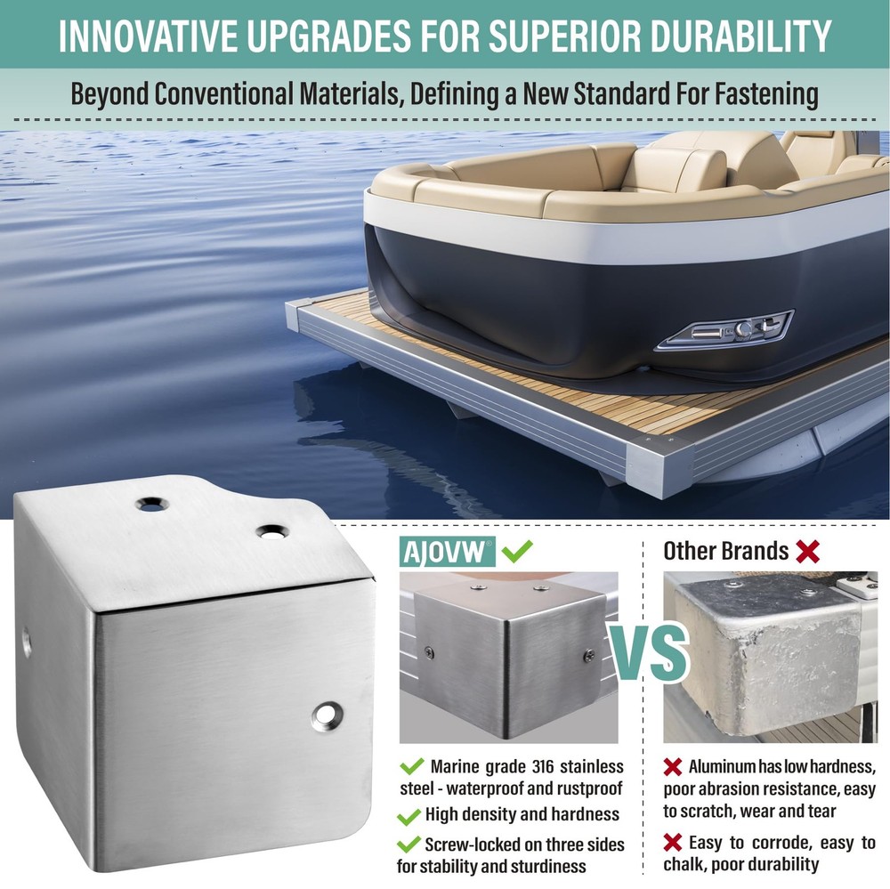 1Pack -316 Stainless Pontoon Corner Cap,90°Right-Angle Brushed Right Angle