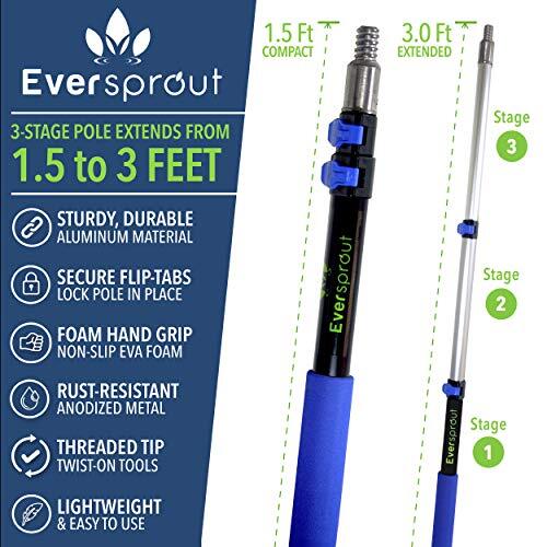 EVERSPROUT Telescoping Boat Hook | Floats, Scratch-Resistant-3 FOOT POLE