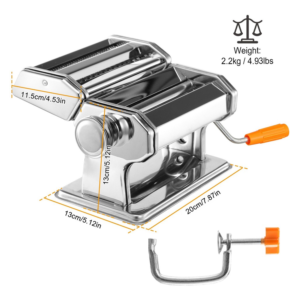 Stainless Steel Pasta Maker Thickness Adjustable Noodle Spaghetti Roller Machine