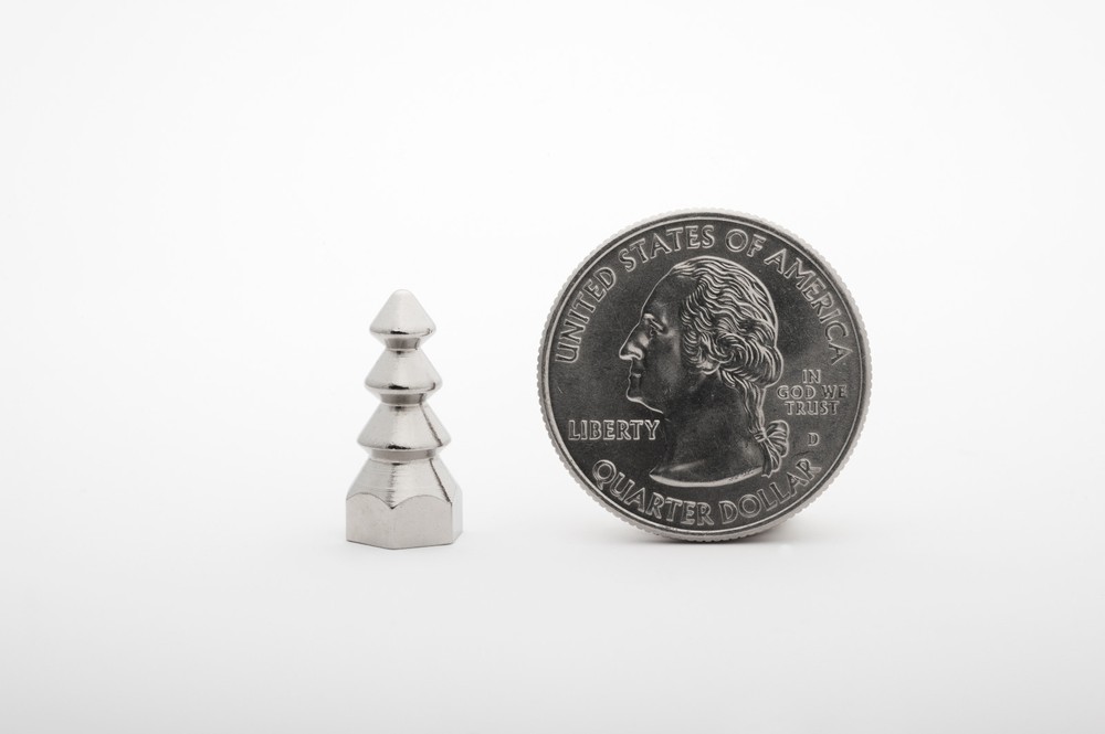 2 pc. 3-tier silver hex tree spike, for custom leather apparel. StudsAndSpikes