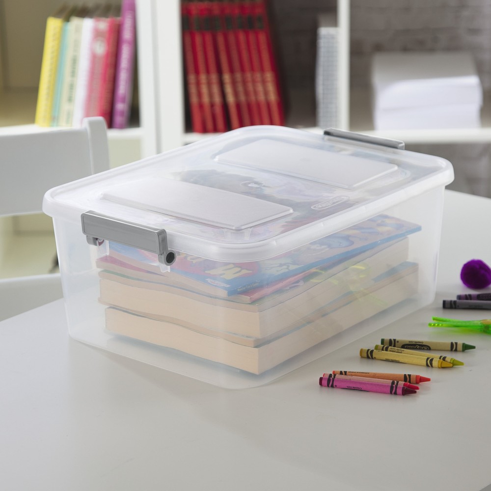 (3 pack) Sterilite 12.7 Qt. Clear Plastic Modular ID Latch Box