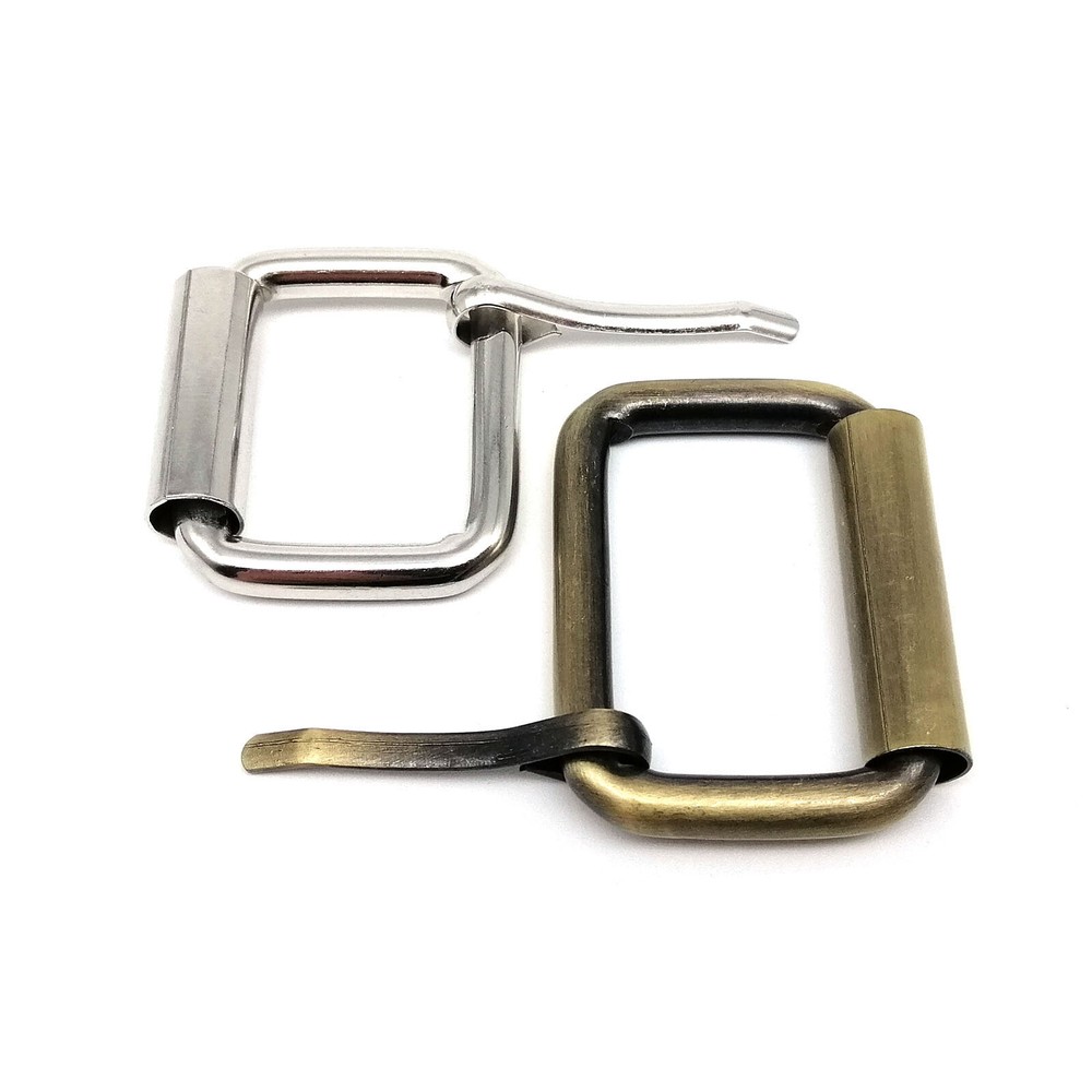 Leather Hand Bag Shoe Strap Belt Rectangle Adjust Roller Pin Buckle Clasp Ring