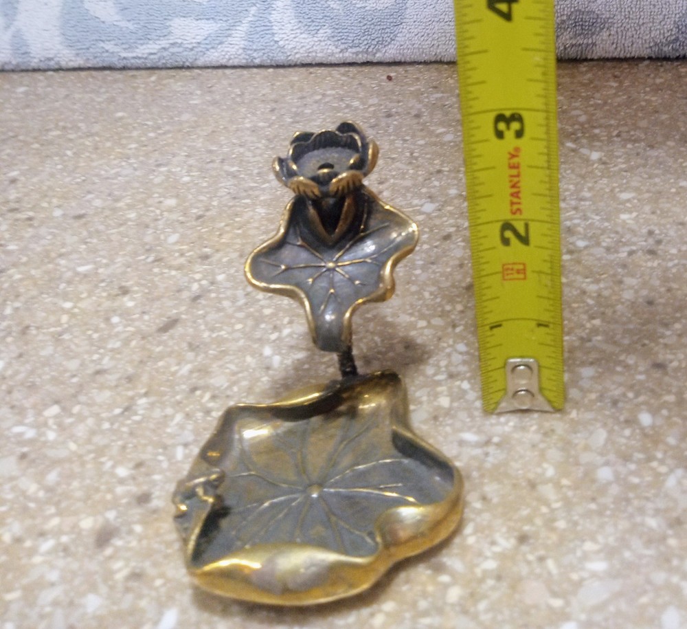 Small Brass Lotus Flower Backflow Cone Incense Burner