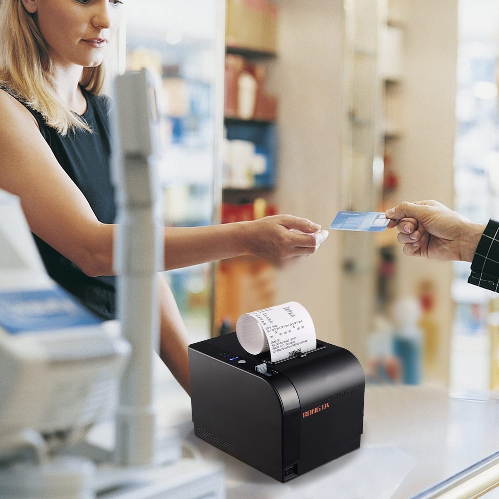 Rongta Thermal Receipt Printer, 80mm Printers, MEDIUM, Black