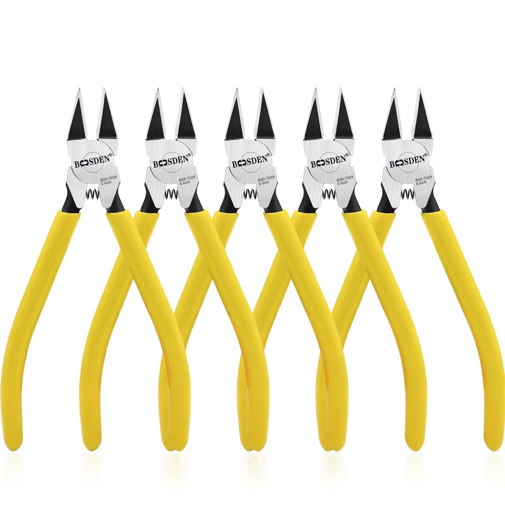 Precision Wire Cutters 6 Inch Diagonal Cutting Pliers Hand Tool Set 5 Pack