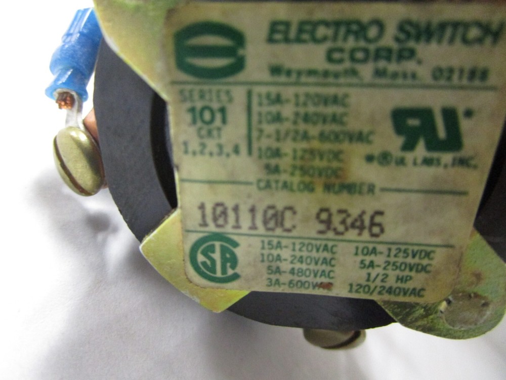 ELECTRO SWITCH 10110C 9346 CONT ROTARY SWITCH