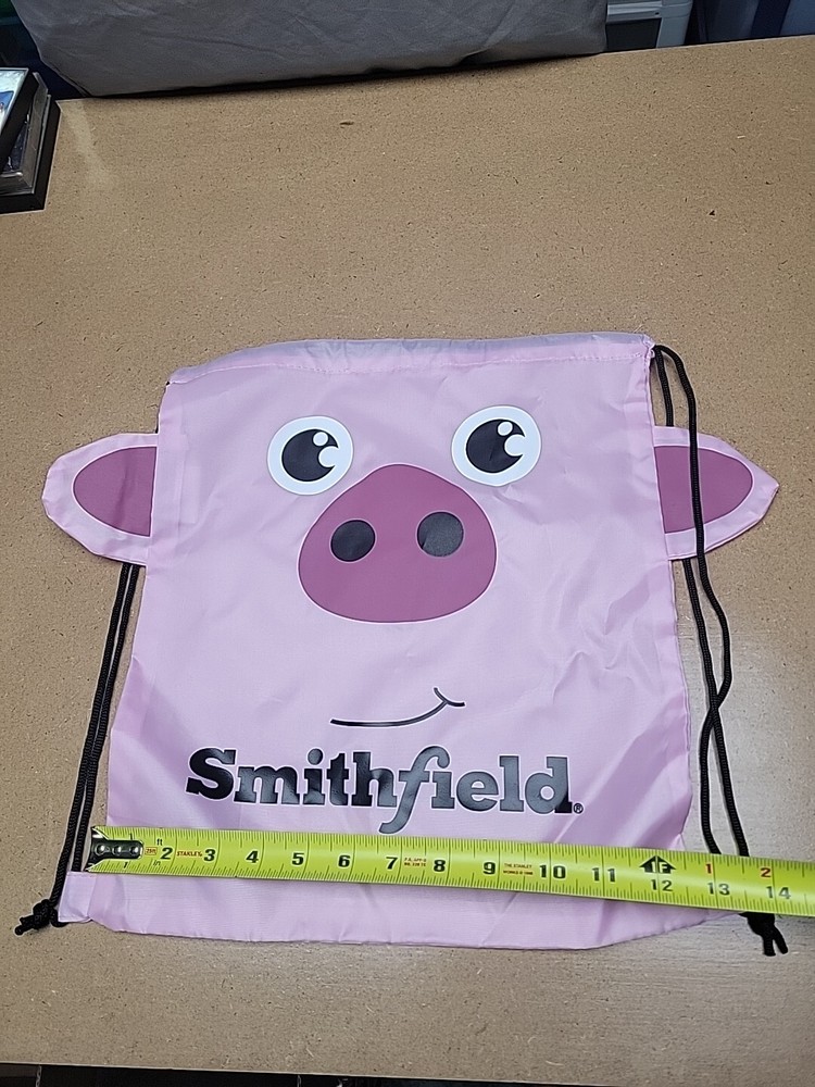 Smithfield Draw String Bag Backpack Sackpack Pig Piggy 14 1/2" x 13"