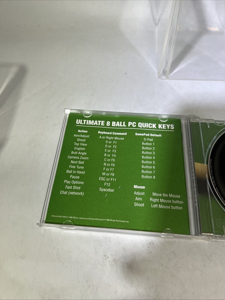 Ultimate 8 Ball PC CD-Rom (1999, THQ) Windows 95 #ML