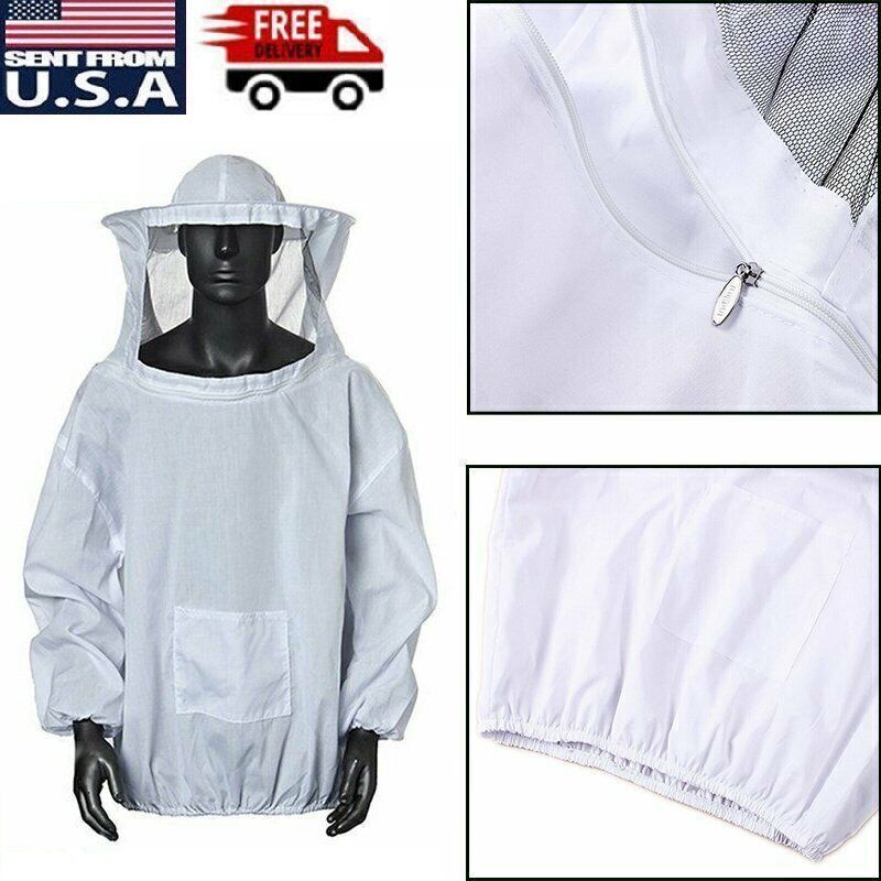 Bee Keeping Suit Jacket Smock Hat Protective Coat Veil Beekeeping Pull Tops Over