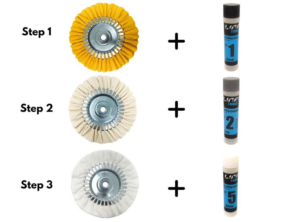 8-inch Airway Buffing Wheel Kit with Three-Step Compound and Angle Grinder Bu...