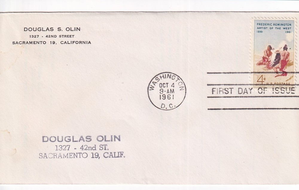 STAMP US SCOTT 1187 "Frederic Remington" 4 CENT 1961 FDC - A