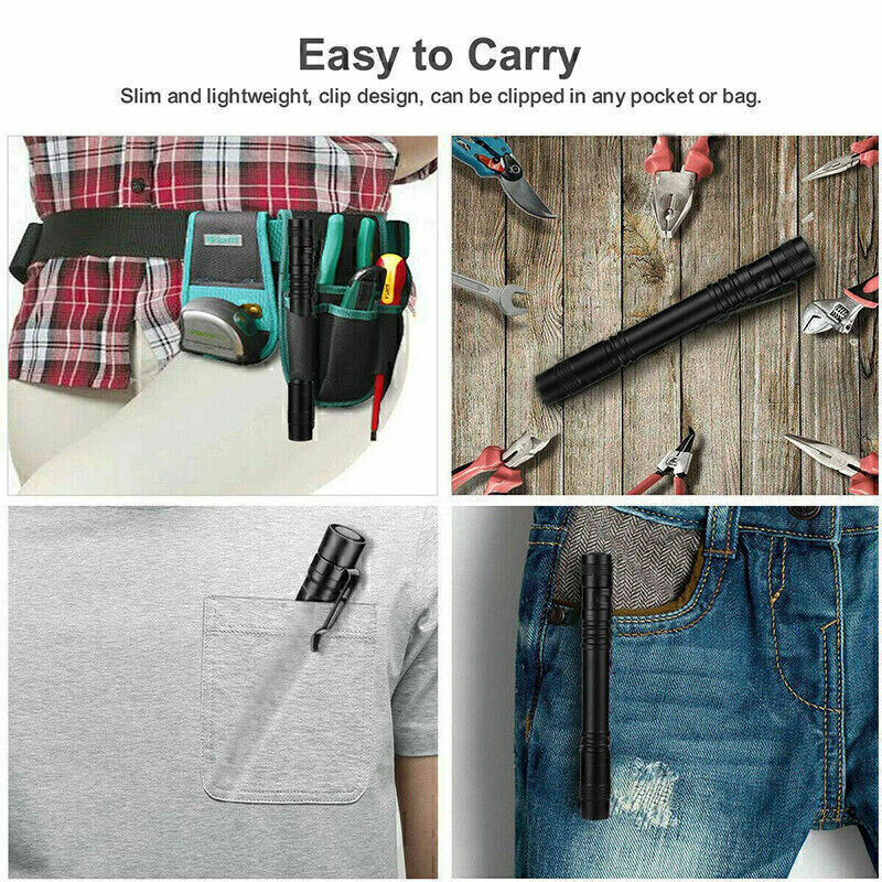 20Pack LED Flashlight Torch Clip Mini Pen Light Penlight Pocket Lamp Flashlights