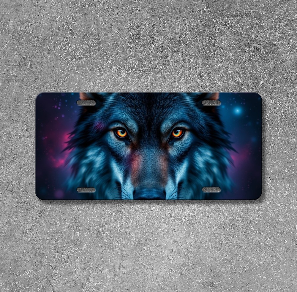Hyperrealistic Wolf License Plate Add Text Front Bumper Plate Gift Idea