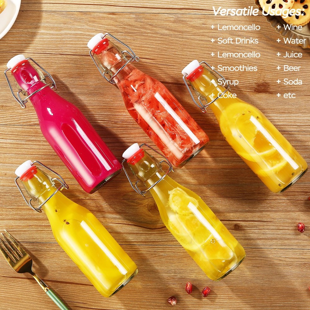 6 Pack 8.5oz Flip Top Glass Bottles,8.5oz swing top glass bottles with airtig...