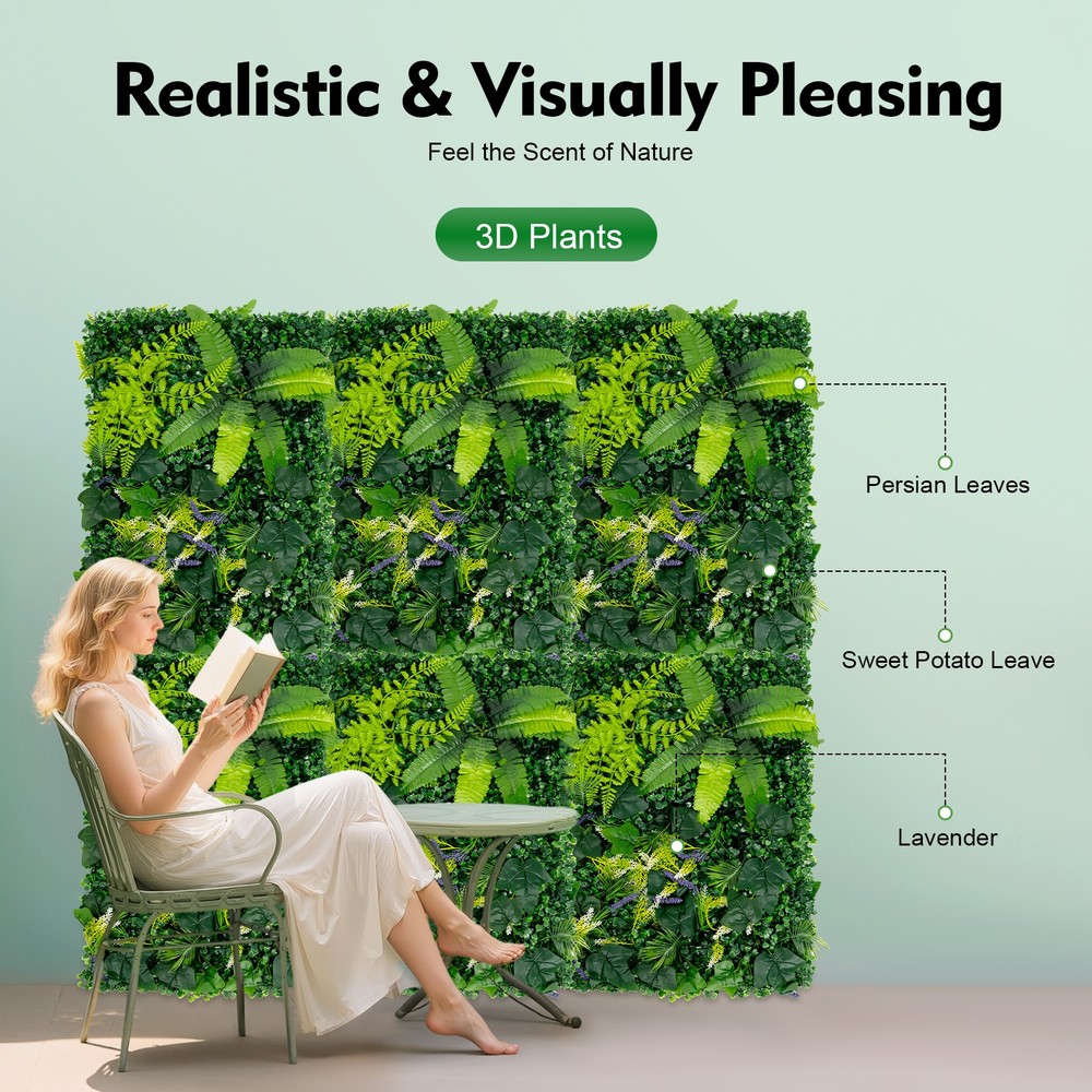 6PCS Greenery Walls, Artificial Greenery Wall, Artificial Grass Backdrop Wall