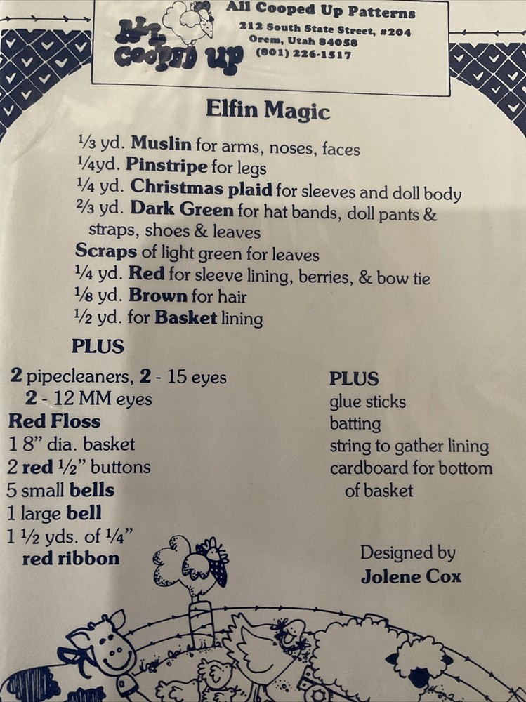 All Cooped Up Pattern Elfin Magic #307 Sewing Pattern NEW