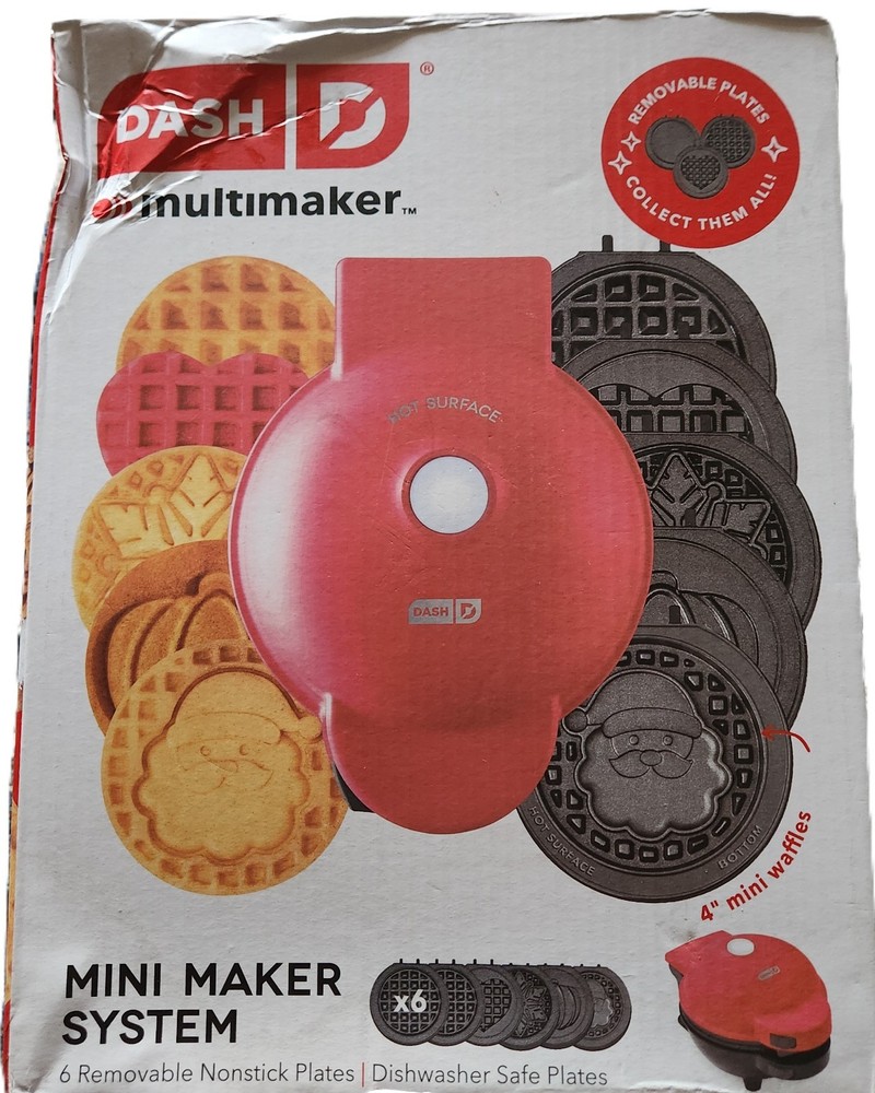 Red Dash D  mini-waffle maker (open box never used)