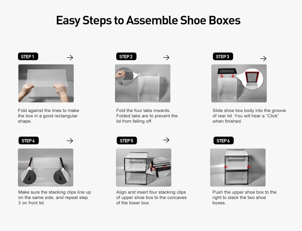 X-Large Shoe Storage Boxes Organizers Clear Plastic Stackable 12 Pack, Shoe Rack