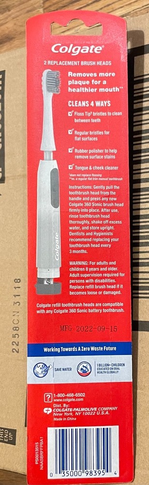 Colgate 360 Sonic Floss Tip Soft Toothbrush Replacement Brush Heads