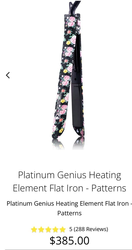 Platinum Genius Heating Element Flat Iron - Patterns MSRP $350