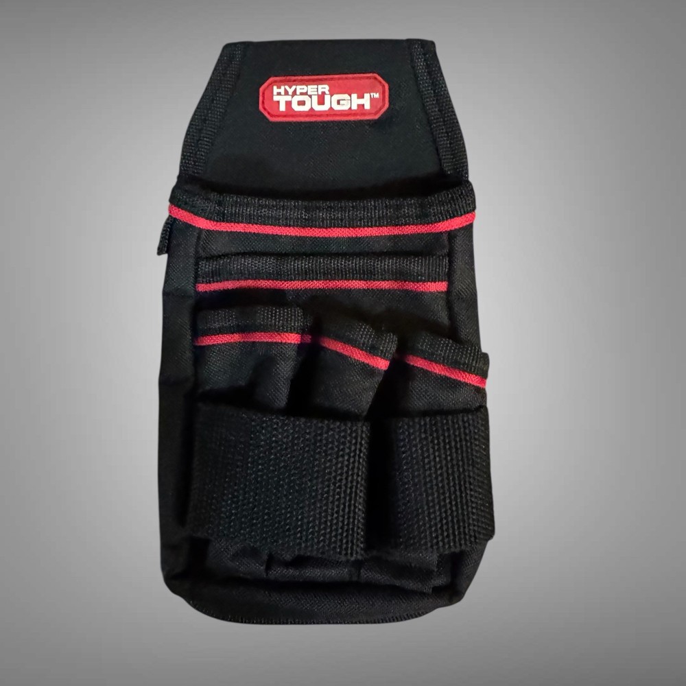 Hyper Tough 4 Way Organizer Pouch, 6 Pockets Black Tool Helper