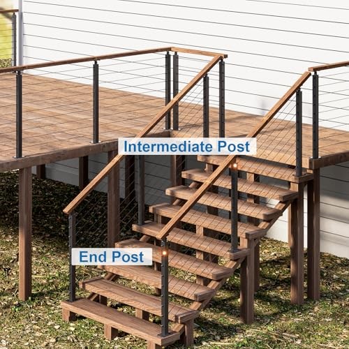 2 Pack 36inch Cable Railing Post Adjustable Angle Cable 36 inch Black End Post
