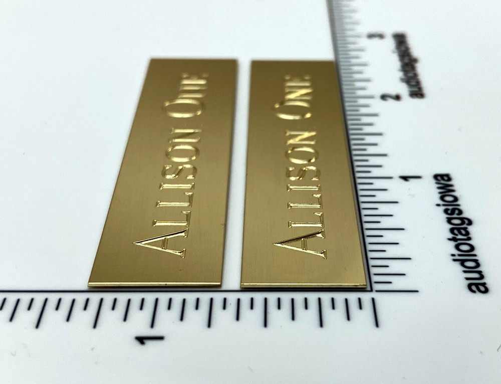 Allison One Speaker Badge Emblem Custom Engraved Solid BRASS Logo Pair