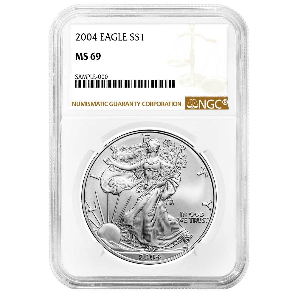 2004 $1 American Silver Eagle NGC MS69 Brown Label