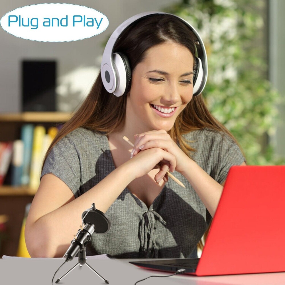 180° Tripod USB Condenser Microphone w/ For Game Chat Audio Recording Computer