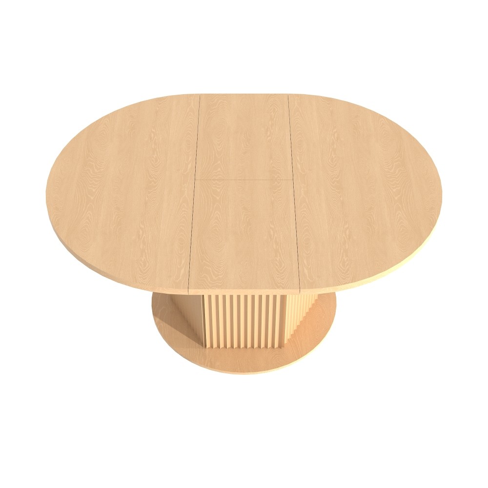 Round Extendable Dining Table for 6 MDF Wooden Kitchen Table with Hexagonal