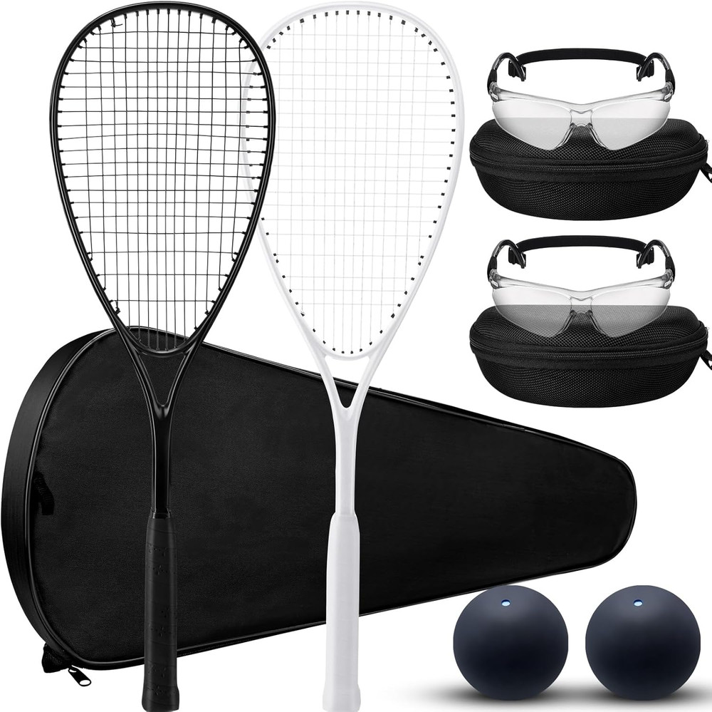 Beginner Squash Set: 2 Racquets, Goggles, Bags & Balls for Training Fun