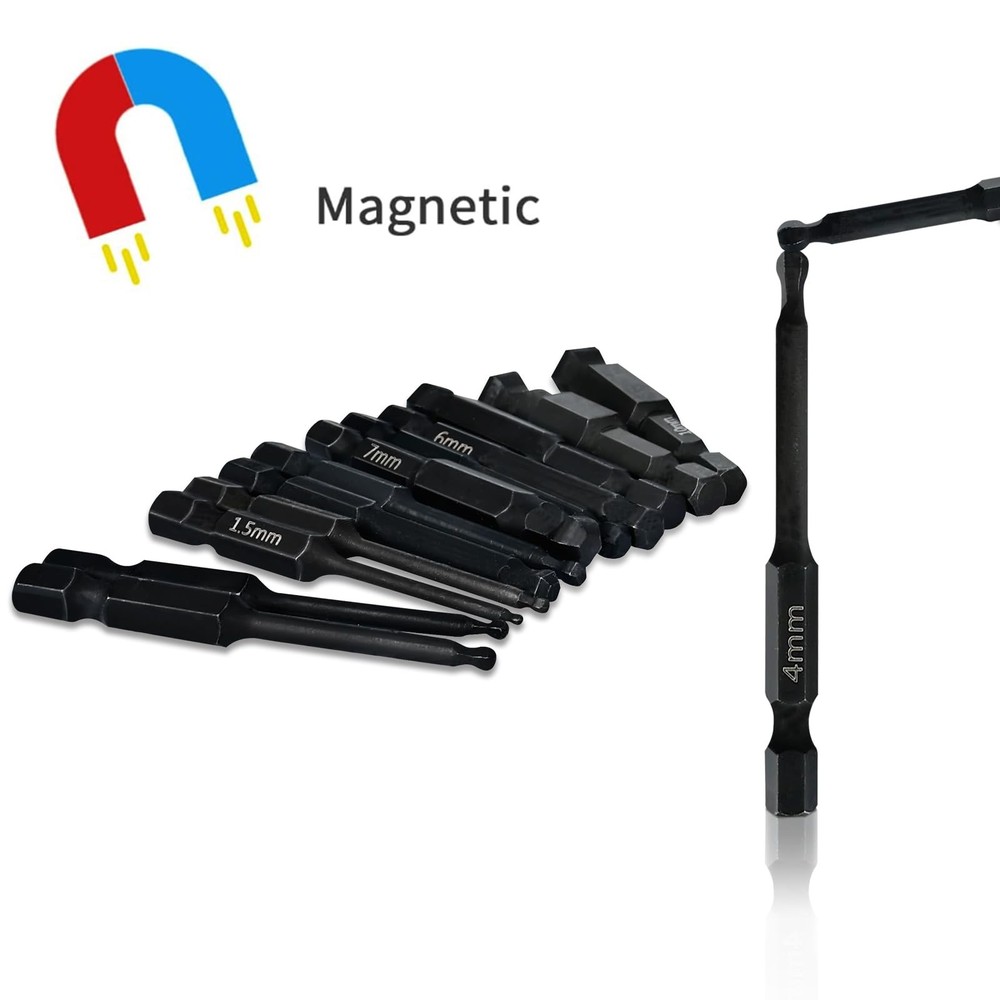 Ball End Hex Allen Wrench Drill Bit Set (24 Pack - Metric & SAE Sizes -...