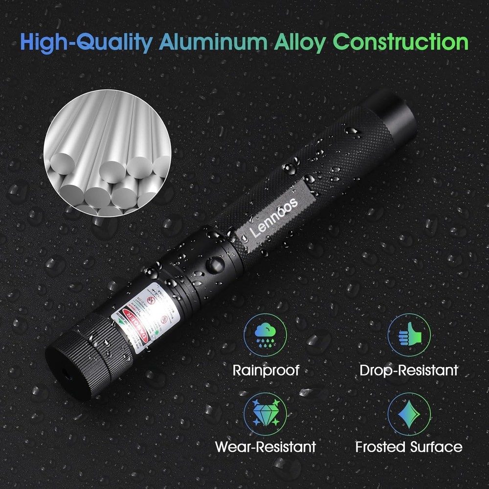 Lennoos USB-C Rechargeable Green Laser Pointer - Advanced Long-Range
