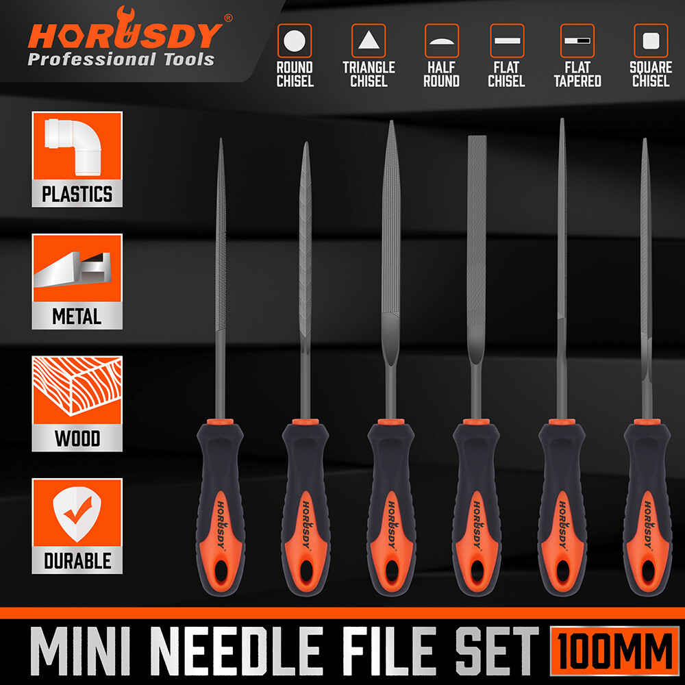 6PC Needle File Set Flat Square Triangular Round Half-Round Strength Roll Pouch