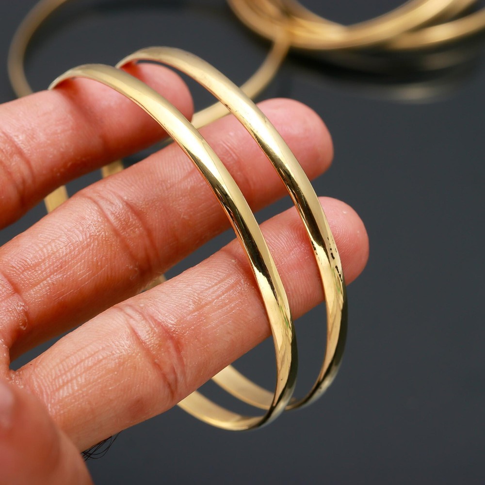 925 Sterling Silver Bangles Gold Plate Bangle 7 PC SET Plain Stackable Bangle
