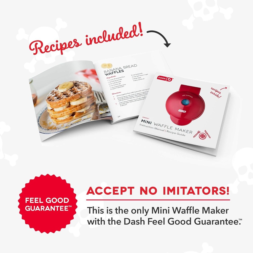 Dash Mini Waffle Maker 2 Pack 4" Non-Stick Waffle Iron for Keto Chaffles, Black