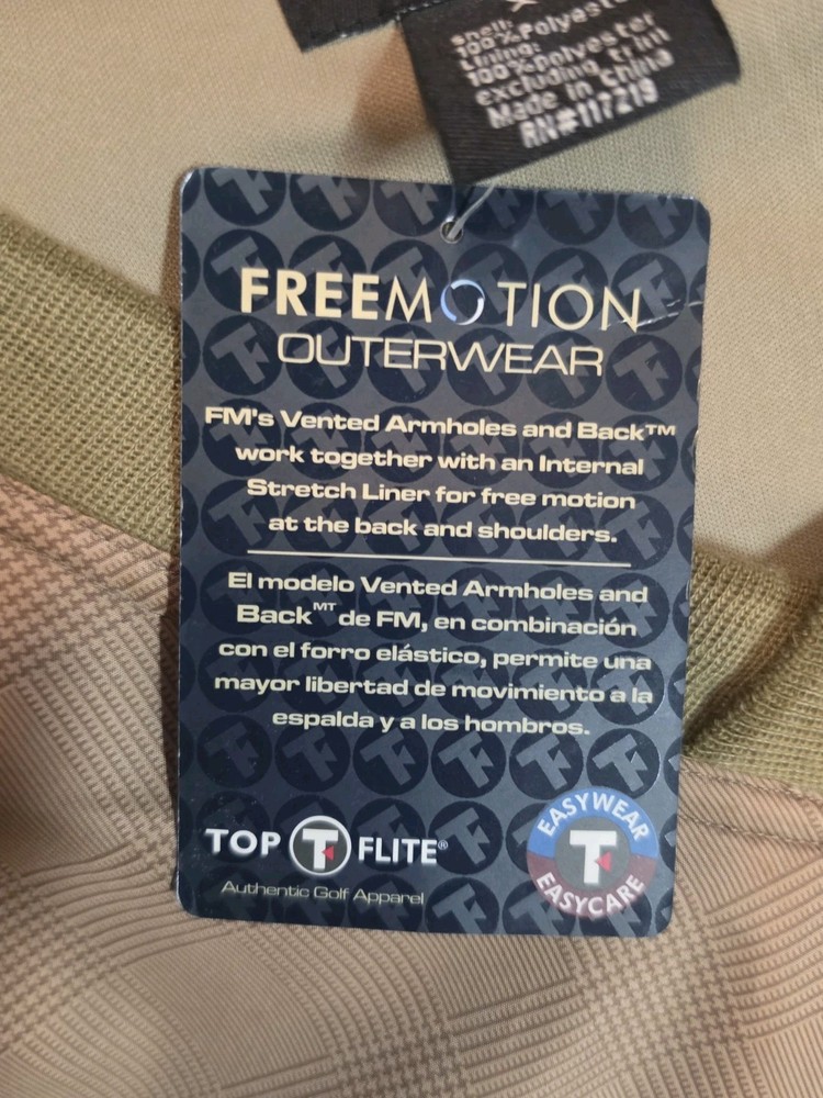 Top Flight FreeMotion pullover wind breaker jacket XL NEW