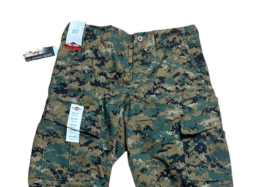 TRU SPEC TACTICAL RESPONSE UNIFORM MENS MEDIUM LONG PANTS DIGITAL CAMO RIPSTOP