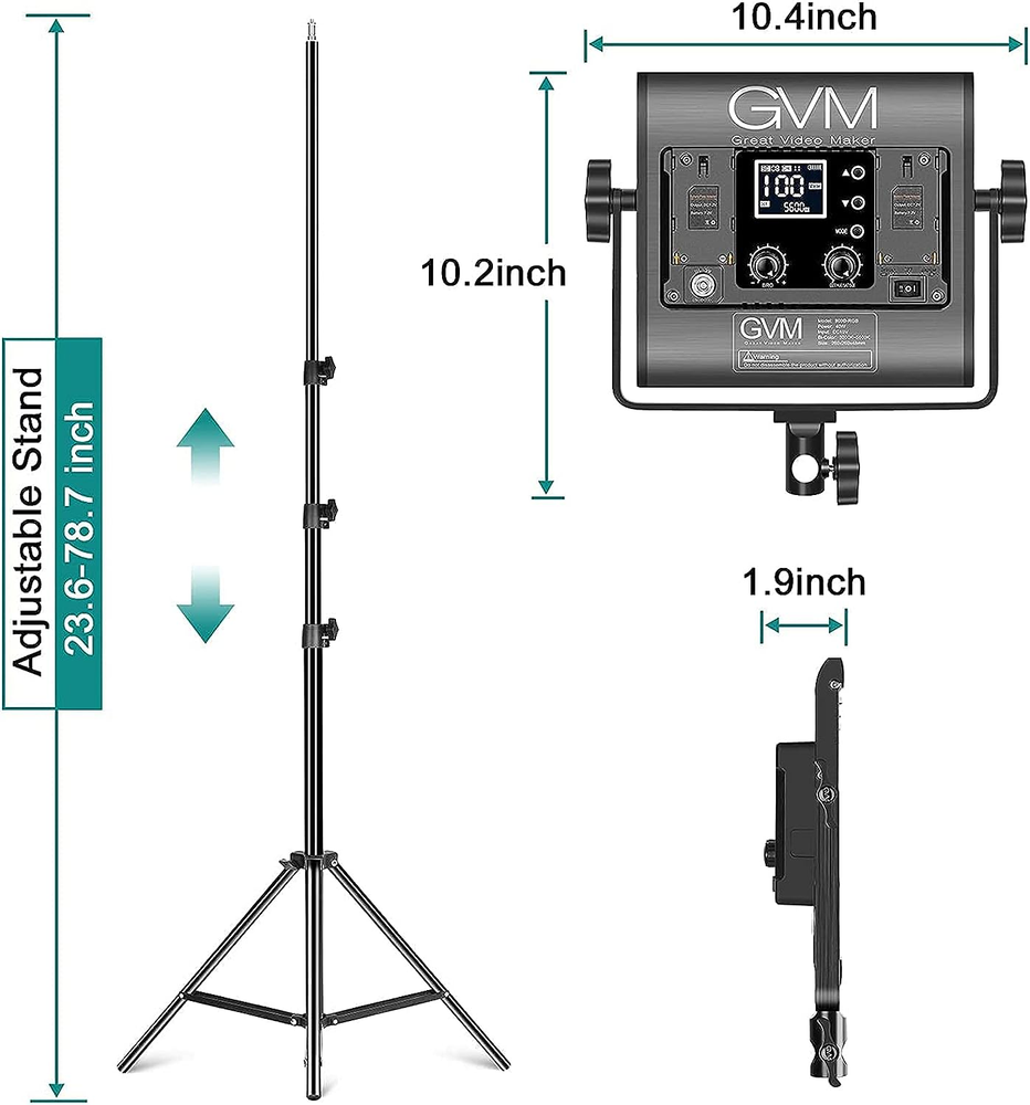 60W Photography Studio Lighting Kit RGB LED Video Light with Bluetooth Control