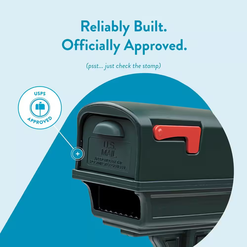 Gentry Green, Medium, Plastic, All-In-One Mailbox and Post Combo