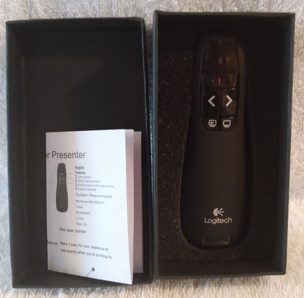 NEW Wireless Laser Presentation Pointer USB Logitech R400 Presenter Black