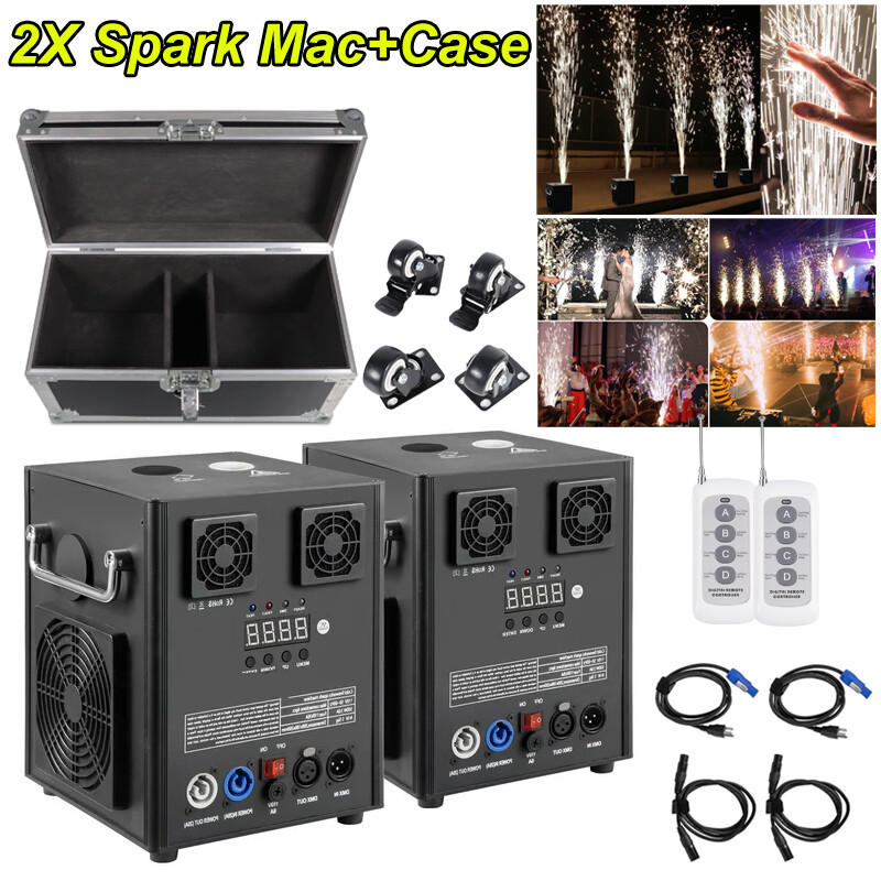 2X Cold Spark Machine 700W DMX Stage Firework Machine Wedding W/Flight Case US