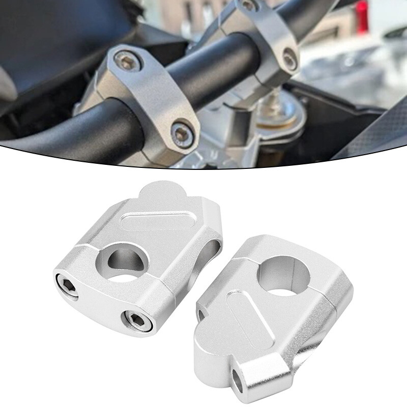 7/8" 22mm Universal Motorcycle Handlebar Riser Bar Riser Clamp Silver