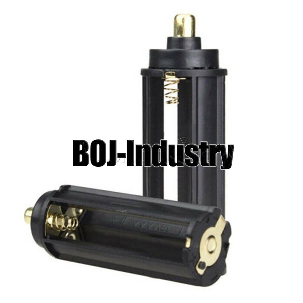 Cylindrical Black Plastic Battery Holder for 3 AAA Battery Flashlight Torch 2PCS