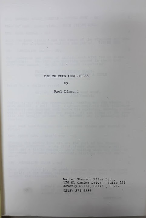 2 Vintage Original Scripts The Chicken Chronicles 1st & 2nd Draft Paul Diamond