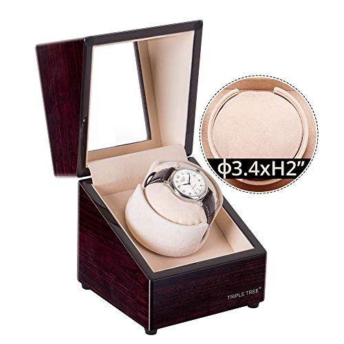 Single Watch Winder for Automatic Watches, with Super Quiet Pine Bark Pattern