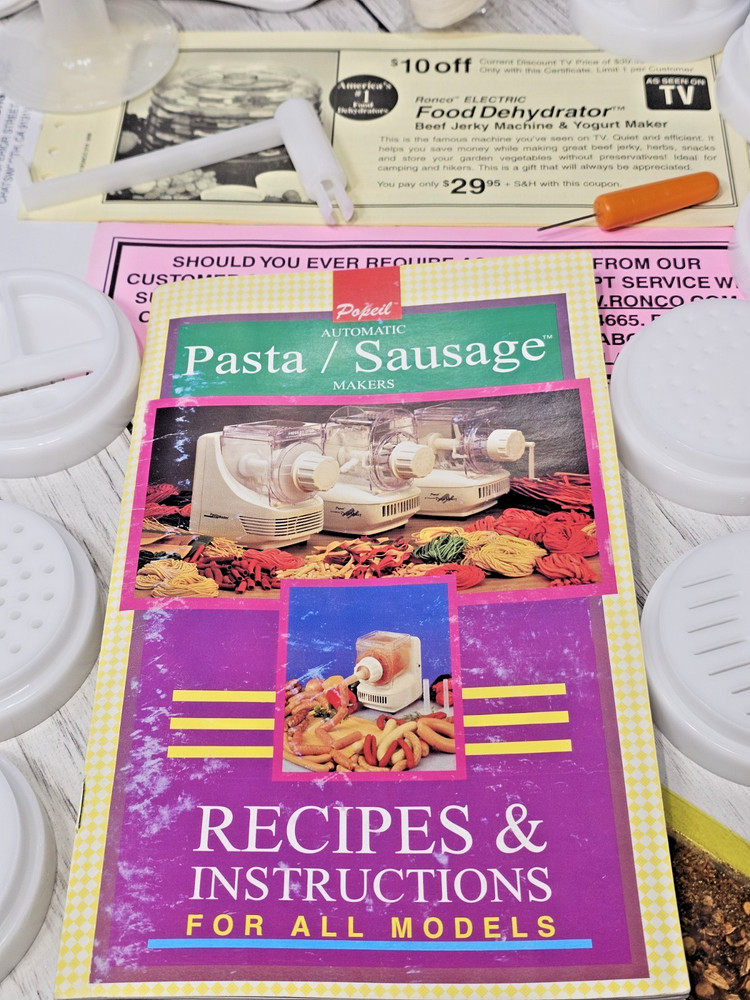 Popeil's P400 Automatic Pasta Maker Machine Multiple Attachments - Tested WORKS